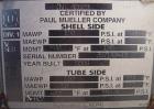 Unused- Mueller Shell and Tube Heat Exchanger, 341 square feet, horizontal. Carbon steel shell rated 150 psi at 200 deg F and -20 deg F at 150 psi. (109) 3/4