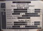 Unused- Mueller Shell and Tube Heat Exchanger, 341 square feet, horizontal. Carbon steel shell rated 150 psi at 200 deg F and -20 deg F at 150 psi. (109) 3/4