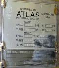 Used Yula U Tube Shell & Tube Heat Exchanger, 144 Square Feet, Model CV-6E-84AS. 316L Stainless steel tubes, 304L tube sheet. (56) U tubes rated 150 psi at 350 degrees F., Atlas Industrial 2205 stain...