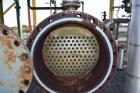 Used Yula 2 Pass Shell & Tube Heat Exchanger, 302 Square Feet, Model WC-2H-144BS, 304L Stainless Steel, Horizontal. 304L Stainless steel shell rated 75 psi at 40 to 250 degrees F. (130) 3/4” diameter...