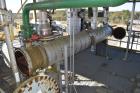 Used Yula 2 Pass Shell & Tube Heat Exchanger, 302 Square Feet, Model WC-2H-144BS, 304L Stainless Steel, Horizontal. 304L Stainless steel shell rated 75 psi at 40 to 250 degrees F. (130) 3/4” diameter...