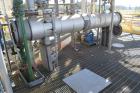 Used Yula 6 Pass Shell & Tube Heat Exchanger, 196 Square Feet, Model WC-6F-120BS, 304L Stainless Steel, Horizontal. 304L Stainless steel shell rated 80 psi at 40 to 250 degrees F. (102) 3/4” diameter...