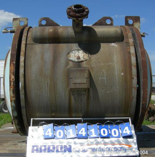 Used Alfa Laval Thermal Horizontal Spiral Heat Exchanger, Model 1H. 860 Square feet, 316L stainless steel product contact areas. Hot and cold side rated 150 psi at 200 deg F. Carbon steel removable h...