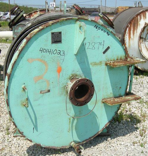 Used American Heat Reclaiming Horizontal Spiral Heat Exchanger, type 1H, 1060 square feet, 316 stainless steel. Hot and cold side rated 100 psi at 200 deg F. Carbon steel removable heads, (1) with 31...