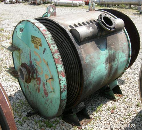 Used American Heat Reclaiming Horizontal Spiral Heat Exchanger, type 1H, 1060 square feet, 316 stainless steel. Hot and cold side rated 100 psi at 200 deg F. Carbon steel removable heads, (1) with 31...