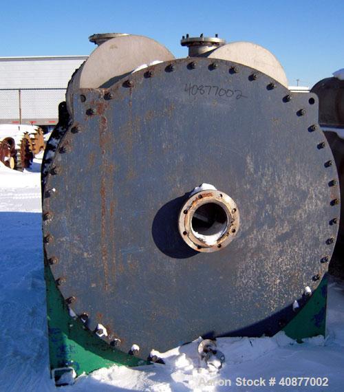 Used APV International Limited Horizontal Spiral Heat Exchanger, Type 1. 2413 square feet, 316 stainless steel shell. Hot and cold side rated 85 psi at 230 deg F. Carbon steel removable heads. Openin...