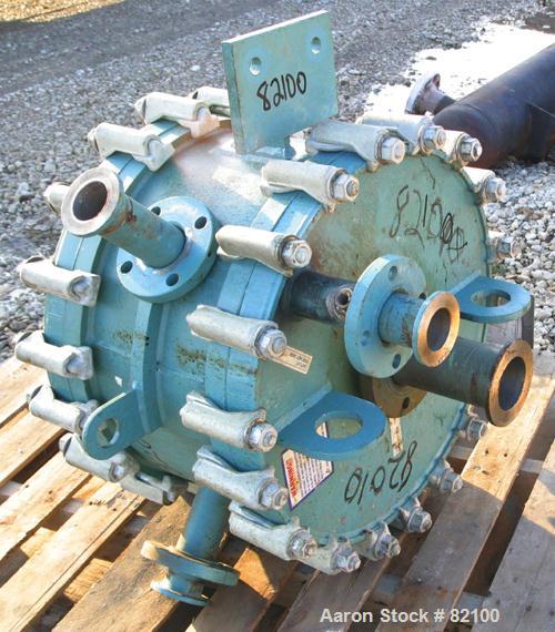 USED: Alfa Laval Spiral Heat Exchanger, 50 square feet, model 1-C, 304 stainless steel on product contact. Rated 75 psi at 400 deg F. Openings: hot side inlet/outlet 3"/2"; cold side inlet/outlet 2";...