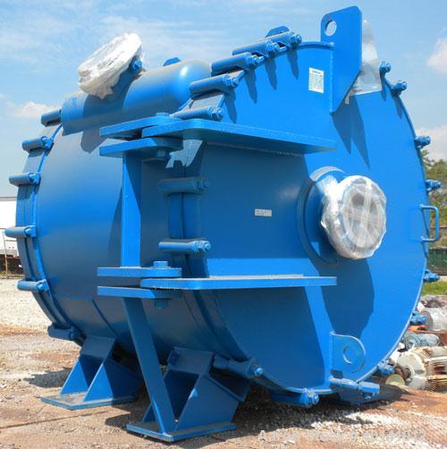 Used Alfa Laval Thermal Horizontal Spiral Heat Exchanger, model 1H, 1400 square feet, 316L stainless steel product contact areas. Hot and cold side rated 150 psi at 250 deg F. Carbon steel removable ...