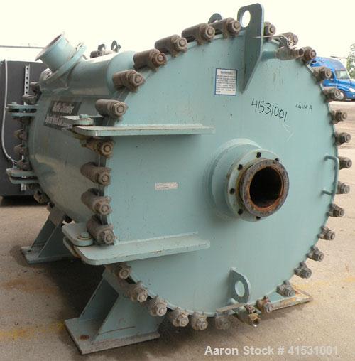 Used Alfa Laval Horizontal Spiral Heat Exchanger, Model 1-H, 930 Square Feet, 316L Stainless Steel Product Contact Areas. Hot and cold side rated 100 psi at 200 deg F and 20 deg F at 100 psi. Carbon ...