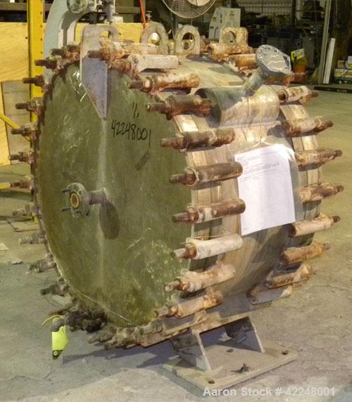 Used Alfa Laval Spiral Heat Exchanger, type 1-H, 345 square feet, 304L stainless steel. Rated 165 and full vacuum at 400 degrees F. Stainless steel sheathed with insulation. Openings: 1-1/2" inlet/ou...