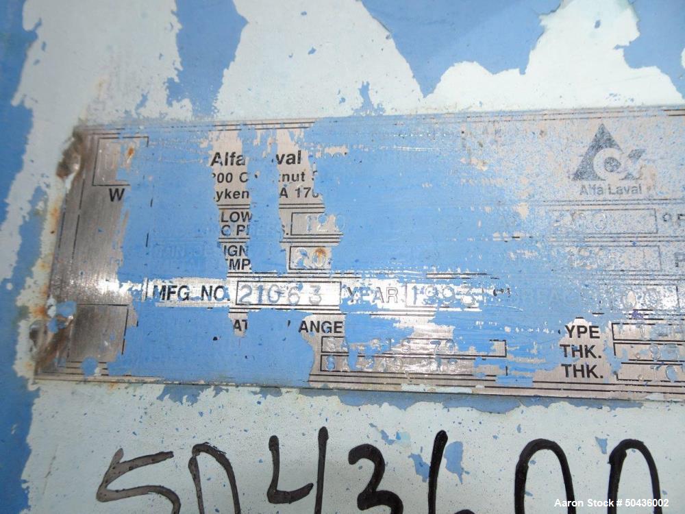 Used Alfa Laval Spiral Heat Exchanger, Type 1-H, 100 Square Feet Area.