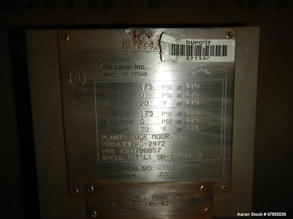 Used Alfa Laval Titanium Spiral Heat Exchanger, Model 1H-L-1T.