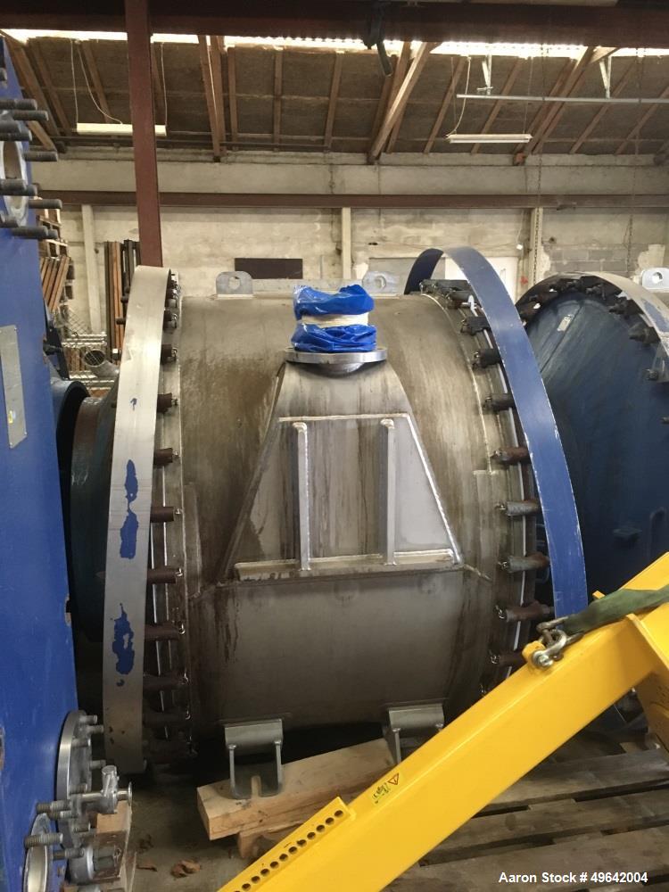 Used Alfa Laval Stainless Steel Spiral Heat Exchanger, Model 1H-L-1T. Material of construction is stainless steel 316L shell on product contact parts. Stainless steel body. 1170.03 square feet (108.7...