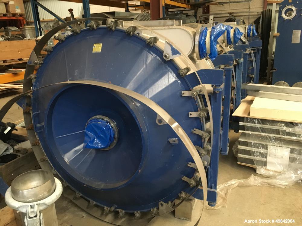 Used Alfa Laval Stainless Steel Spiral Heat Exchanger, Model 1H-L-1T. Material of construction is stainless steel 316L shell on product contact parts. Stainless steel body. 1170.03 square feet (108.7...