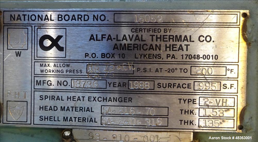 Alfa Laval Thermal Horizontal Spiral Heat Exchanger