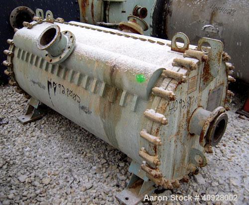 Used Alfa Laval Spiral Heat Exchanger, 860 square feet, 316 stainless steel.  Type 1-H.  188 USG capacity.  Rated 50 psi @ 300 deg F.    Heads: Type 516-70 carbon steel.  Shell is 316 stainless steel.