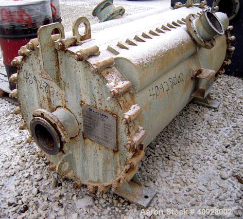 Used Alfa Laval Spiral Heat Exchanger, 860 square feet, 316 stainless steel.  Type 1-H.  188 USG capacity.  Rated 50 psi @ 300 deg F.    Heads: Type 516-70 carbon steel.  Shell is 316 stainless steel.