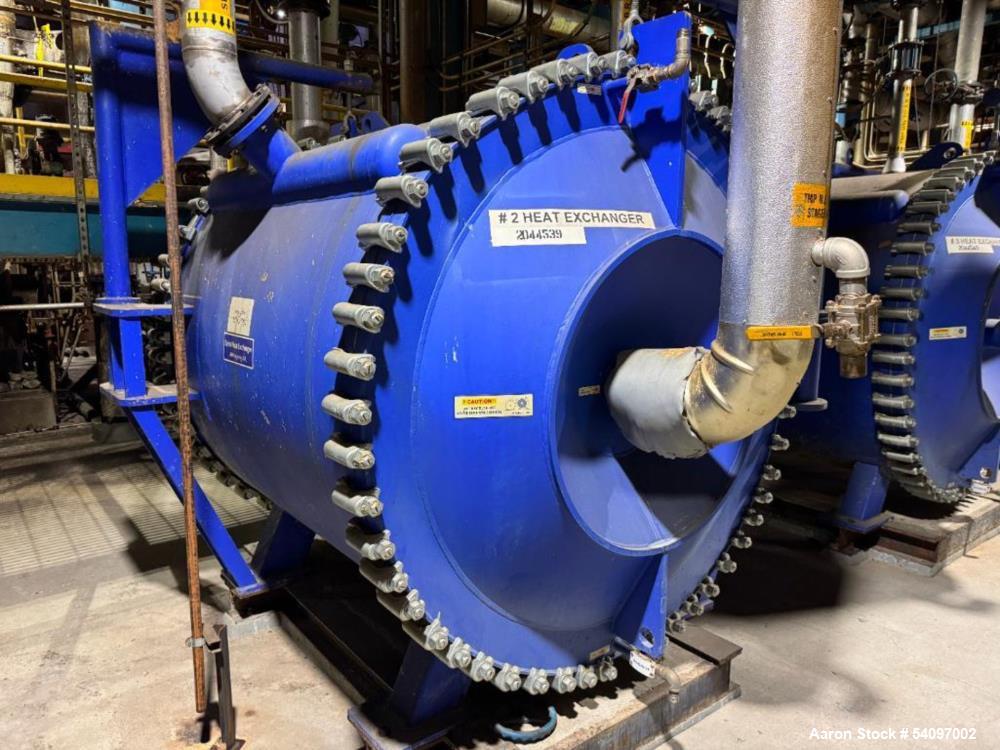 Used Alfa Laval 1H-L-1W Spiral Heat Exchanger, 3200 Sq Ft Surface Area,  ASME certified with a U" stamp, bearing National Board number 17876. The unit has a manufacturer serial number of 25272 and wa...