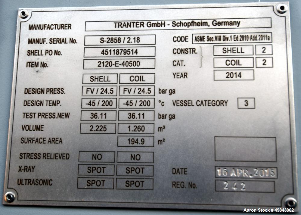 Unused- Tranter GmbH Horizontal Spiral Heat Exchanger