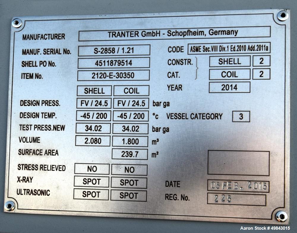 Unused- Tranter GmbH Horizontal Spiral Heat Exchanger