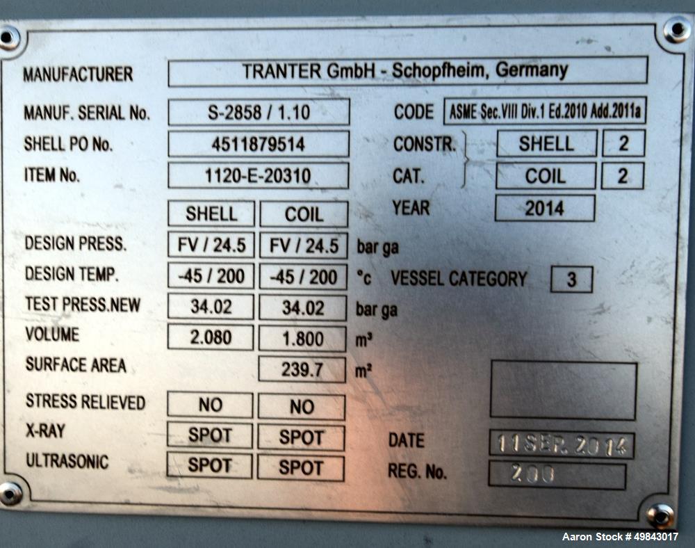 Unused- Tranter GmbH Horizontal Spiral Heat Exchanger