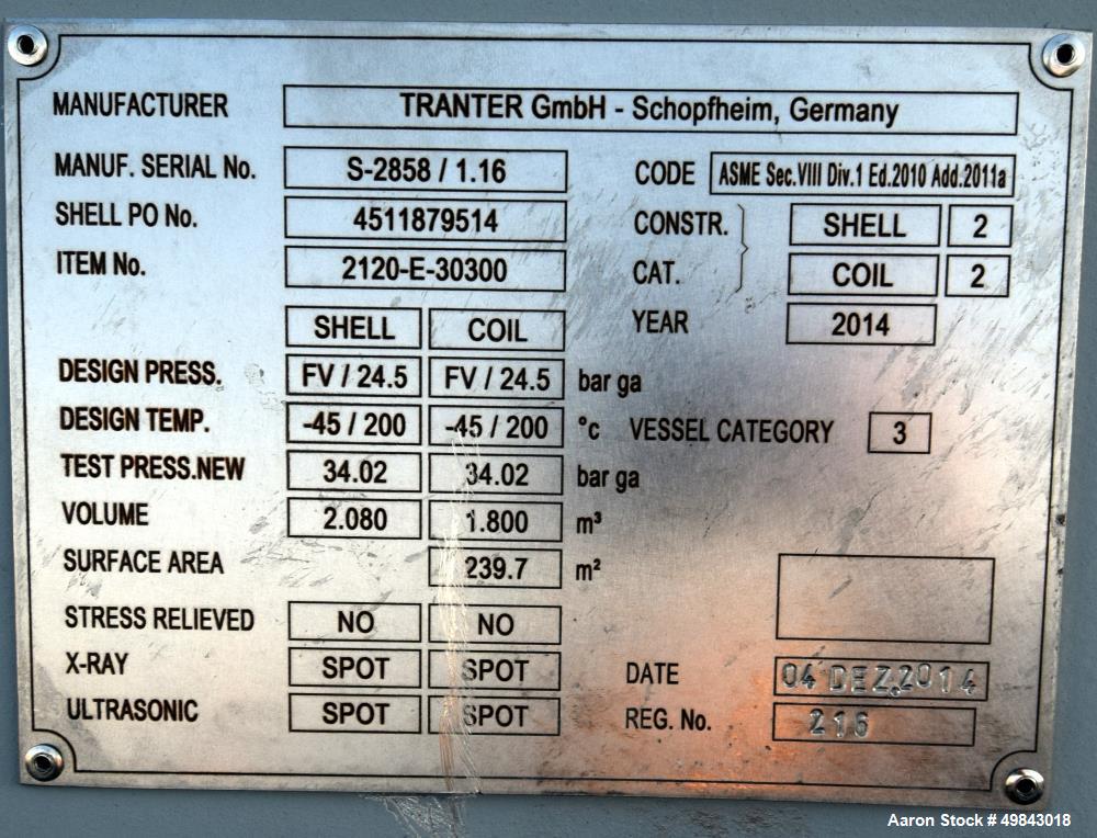 Unused- Tranter GmbH Horizontal Spiral Heat Exchanger