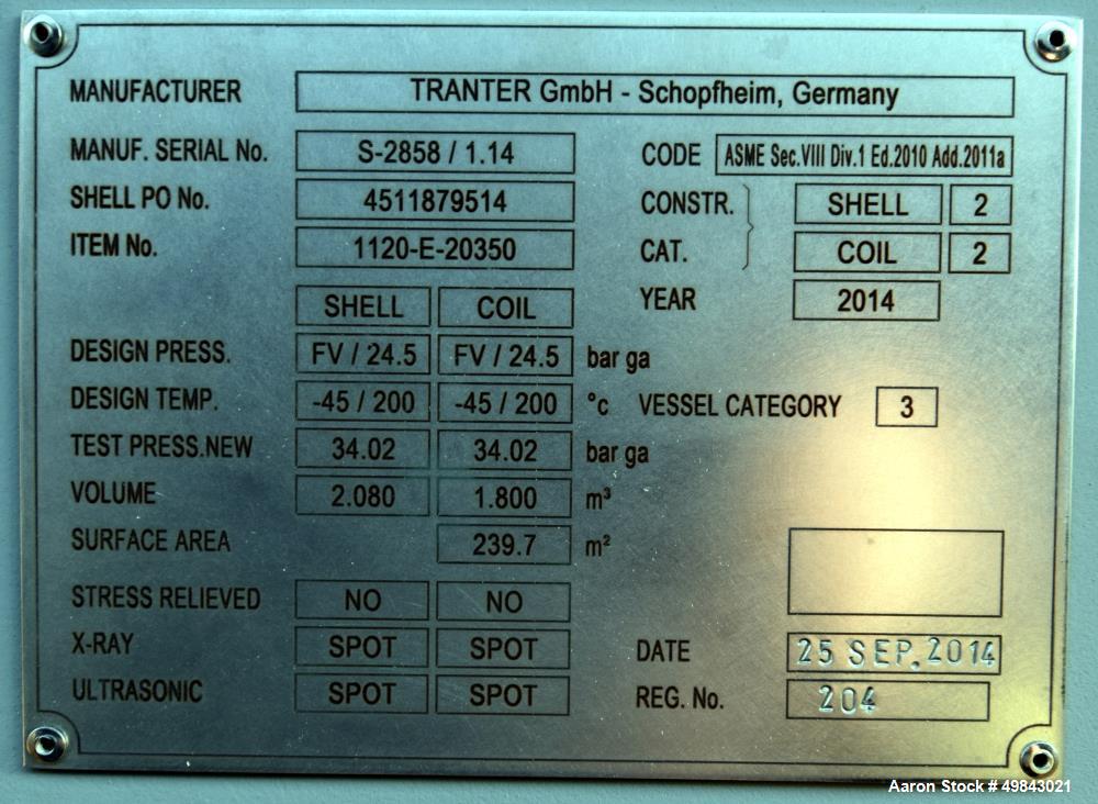 Unused- Tranter GmbH Horizontal Spiral Heat Exchanger