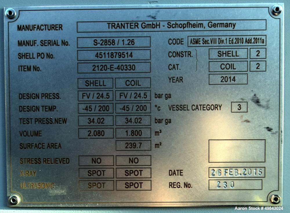 Unused- Tranter GmbH Horizontal Spiral Heat Exchanger