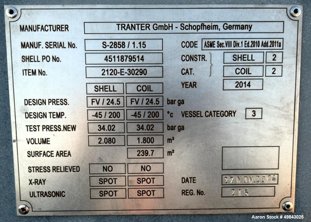 Unused- Tranter GmbH Horizontal Spiral Heat Exchanger