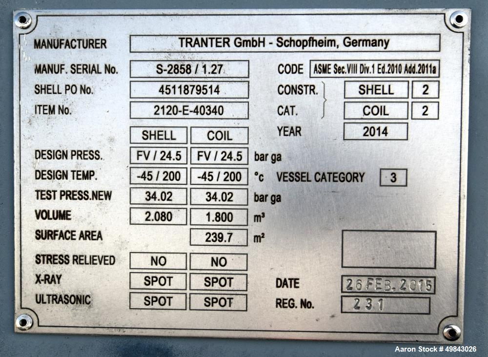 Unused- Tranter GmbH Horizontal Spiral Heat Exchanger