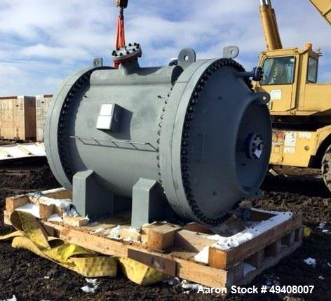 Unused- Tranter Spiral Heat Exchanger. Diameter 1920 mm. Length 2003 mm. Max pressure FV/355 psi. Temperature -45/200 C. Actual surface area 2580 feet squared. Effective surface area 2454 feet square...