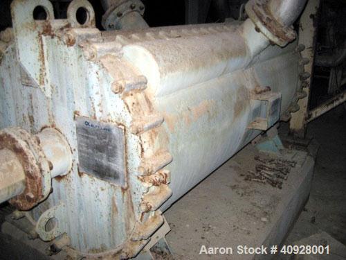 Used Alfa Laval Spiral Heat Exchanger, 1,385 square feet, 316 stainless steel. Type 1-H.  437 USG capacity.  Rated 60 psi @ 650 deg F.  Dimensions:  45 1/2" O.D. spiral x 88" long   Heads: Type 516-7...
