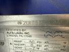 Alfa Laval Spiral Heat Exchanger, Approximately 150 sqft. Rated 50 psi. Stainless steel.