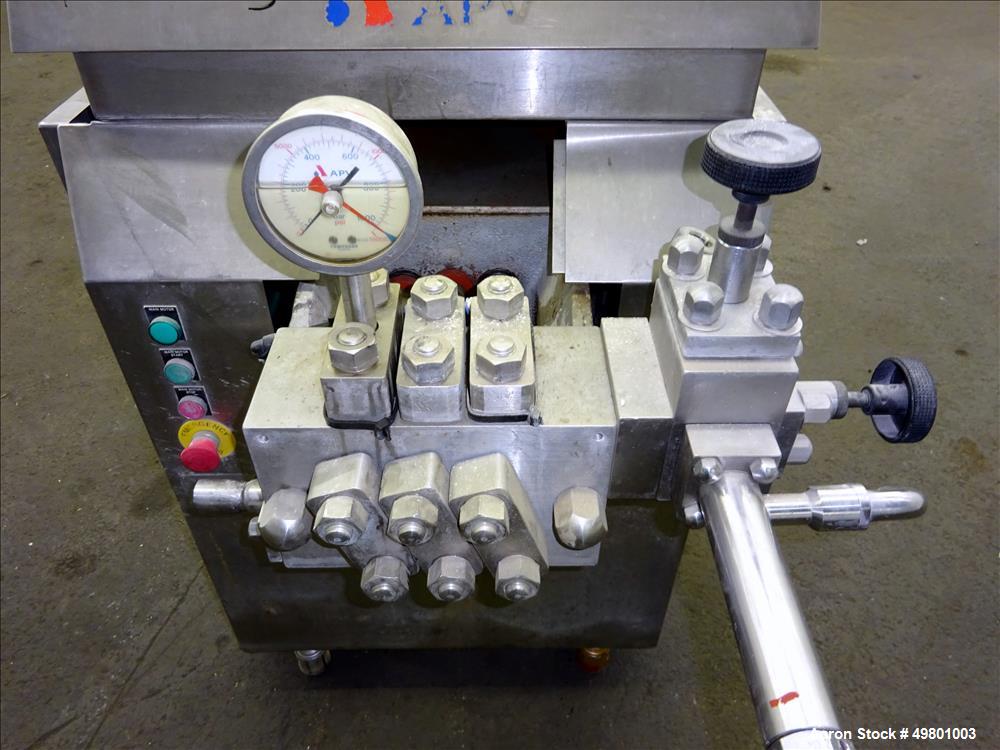 Used- APV Rannie Homogenizer, Type 5-12, 38, 15-7Mo Stainless Steel.