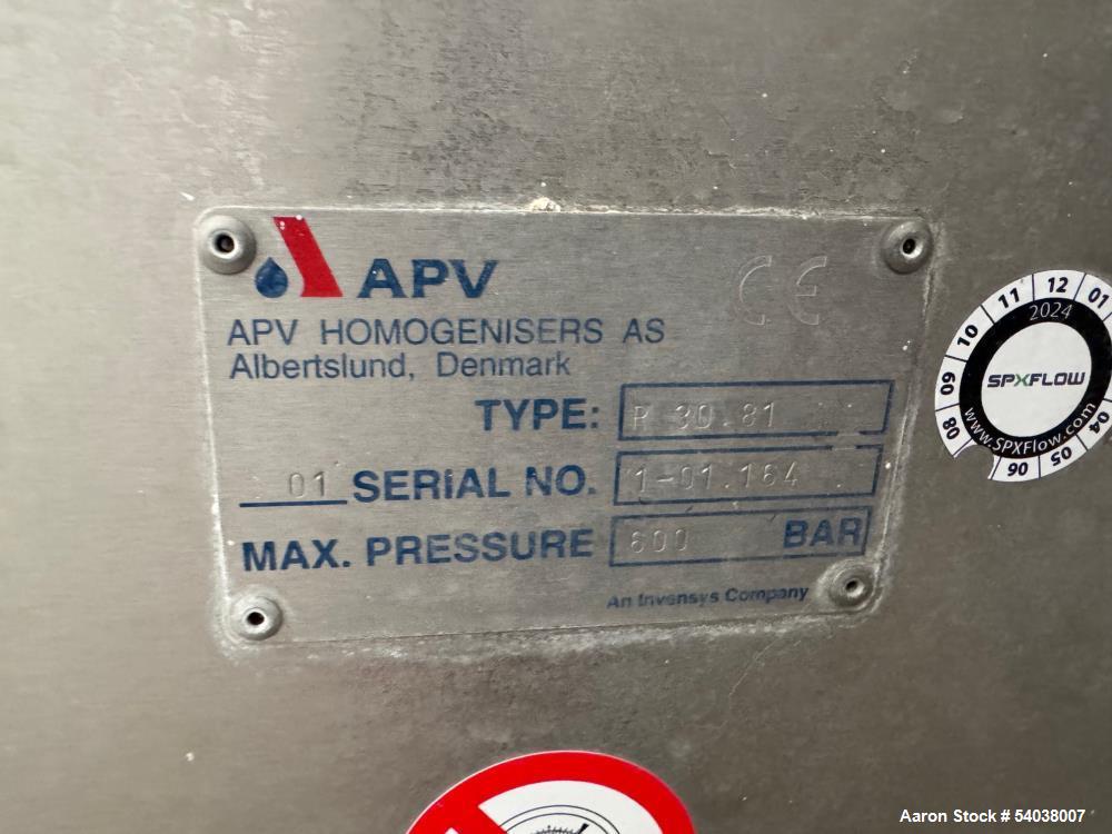 Used APV Homogenizer, Model BT.30.81 | 600 BAR / 9000 PSI | Stainless Steel | High-Pressure Juice Processing