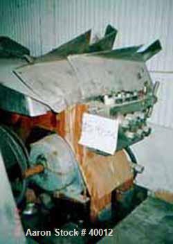 Used Gaulin Homogenizer, Model 1000MF18-5PS, Stainless Steel. Capacity 1000 gallons per hour. Missing homogenizing head assembly.  Driven by a 50 hp, 3/60/220/440 volt, 1765 rpm motor.