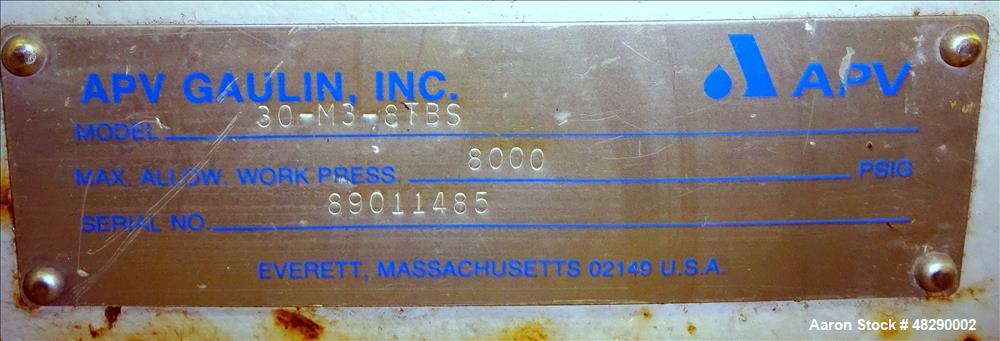 Used APV Gaulin Model 30-M3-8TBS Homogenizer.