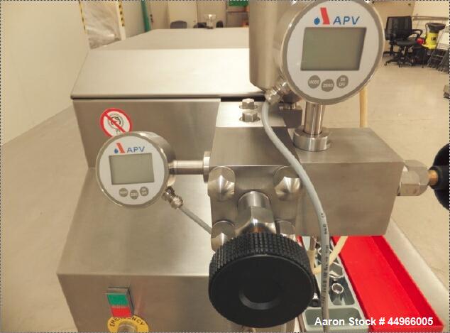 Used-APV Lab Homogenizer, Model 1000 HP Homogenizer.  Capacity 22 liters per hour.  Pressure 1000 bar.  Under 40 hours of us...