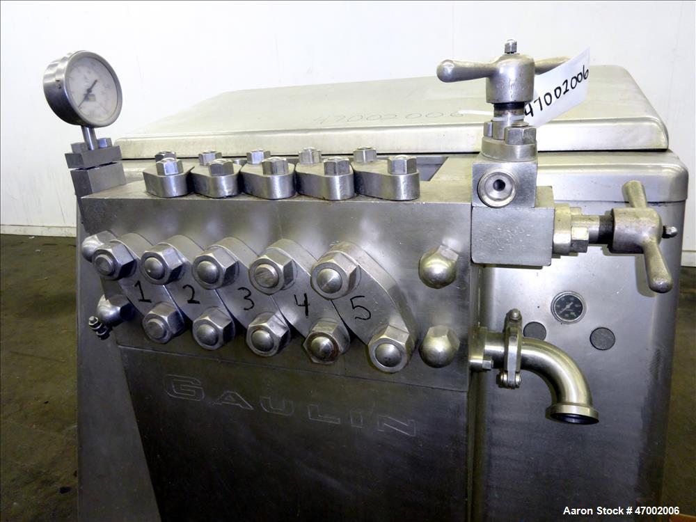 Used APV Gaulin Homogenizer, Model 1500 M30 2.5 PS, 304 Stainless Steel.