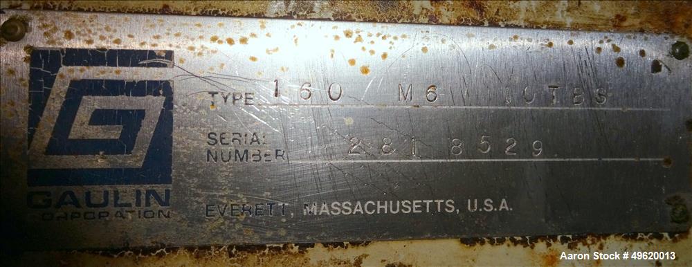 Used Gaulin Homogenizer, Model 160 M6 10 TBS, Stainless Steel.