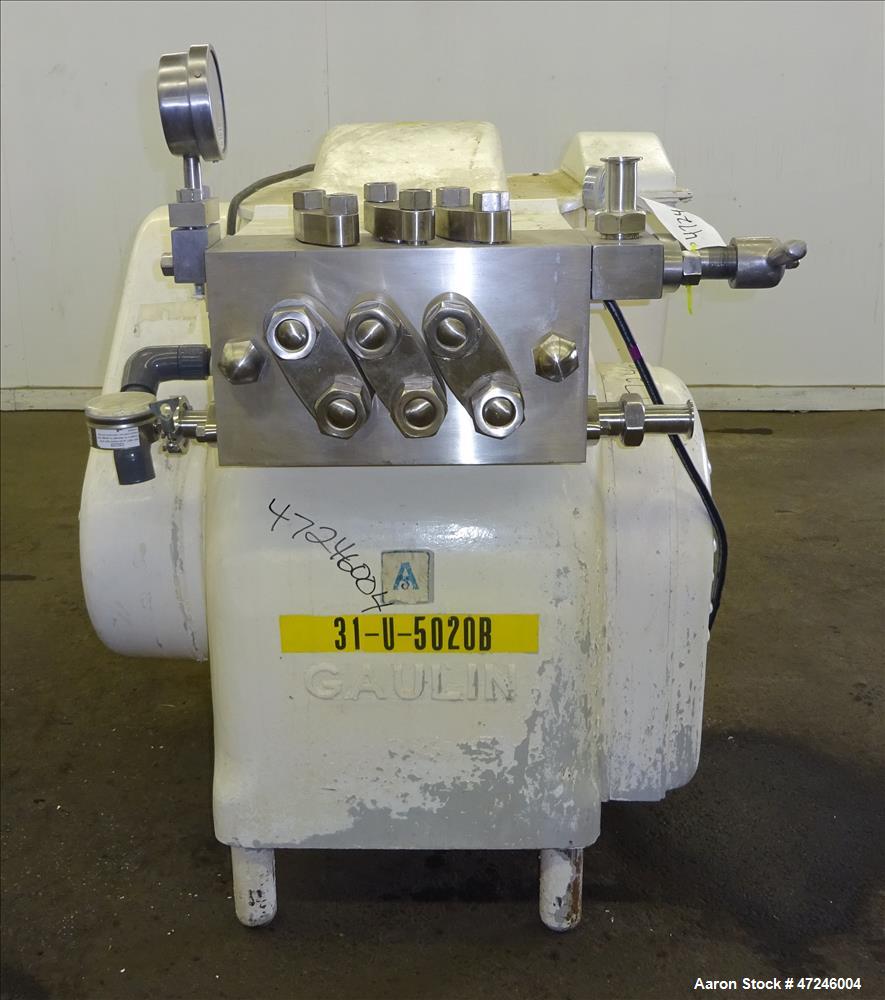 Used Gaulin Homogenizer, Model 284 M6 8 TBS, 304 Stainless Steel.