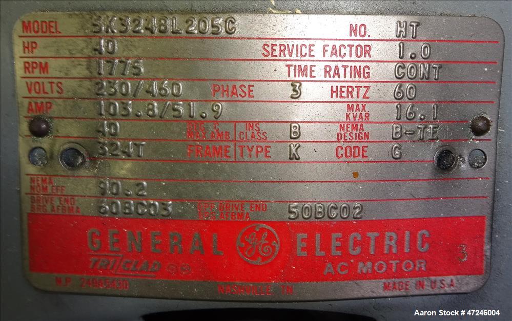 Used Gaulin Homogenizer, Model 284 M6 8 TBS, 304 Stainless Steel.