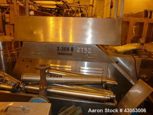 Used-APV Gaulin Homogenizer, Model 500MS1810TBSX.   Rated 10,000 psi at 500 gph capacity.