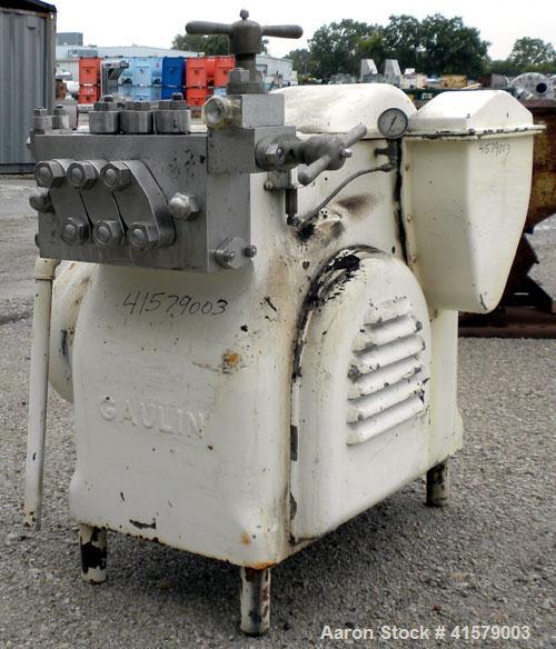 Used Gaulin Homogenizer, Model 800M63TPS, 304 stainless steel. Capaci