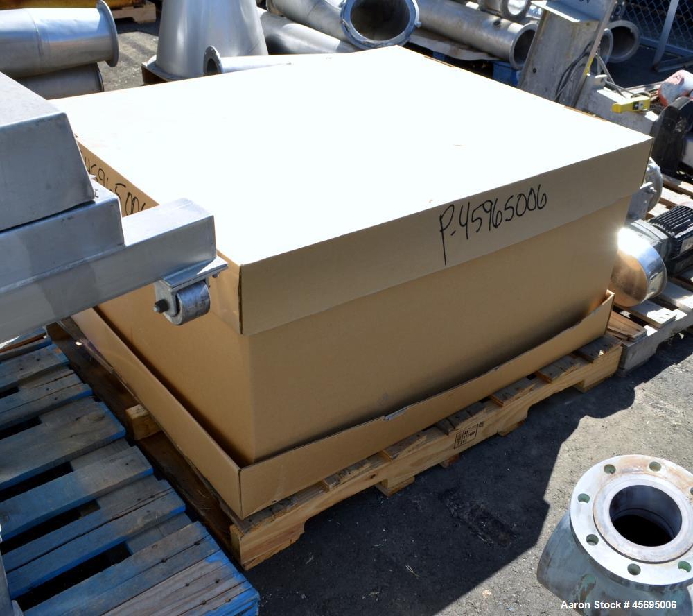 Used Gaulin Homogenizer, 304 Stainless Steel. Single stage valve assembly, 3 pistons. Driven by an approximate 50 hp motor (no tag). Head stamped with #s HT308029 & PT927857 OR. No manufactures tag w...