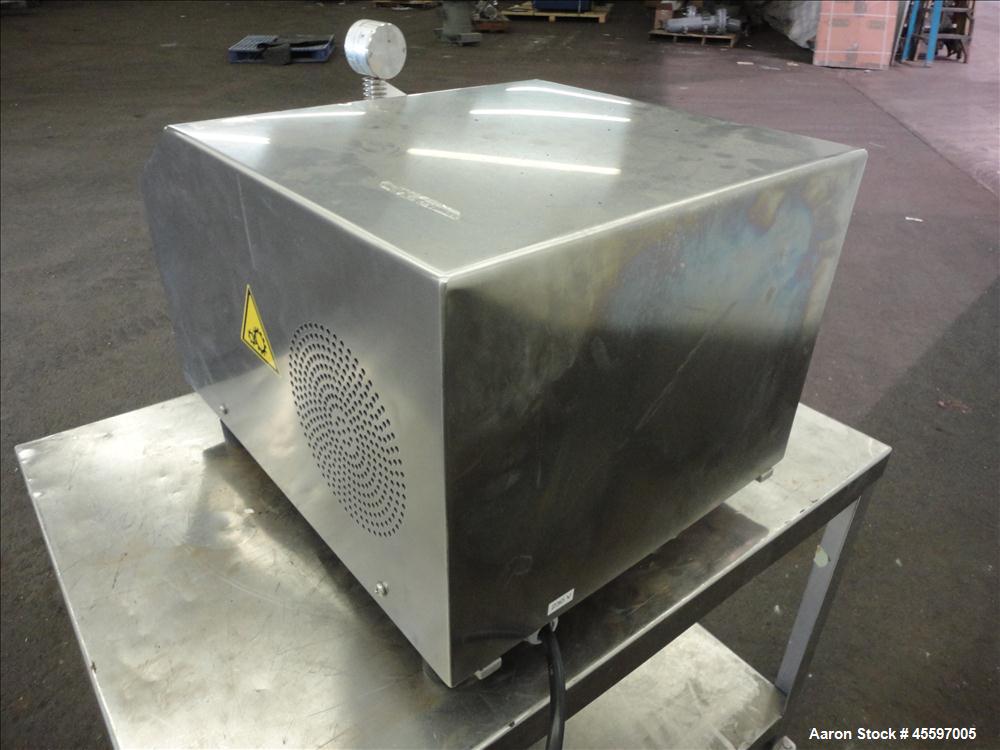 Used GEA Niro Soavi High Pressure Laboratory Homogenizer, Model NS1001L2K. 2 Stage stainless steel homogenizing valve assembly. Unit is currently set up to run as a single stage homogenizer, it is mi...