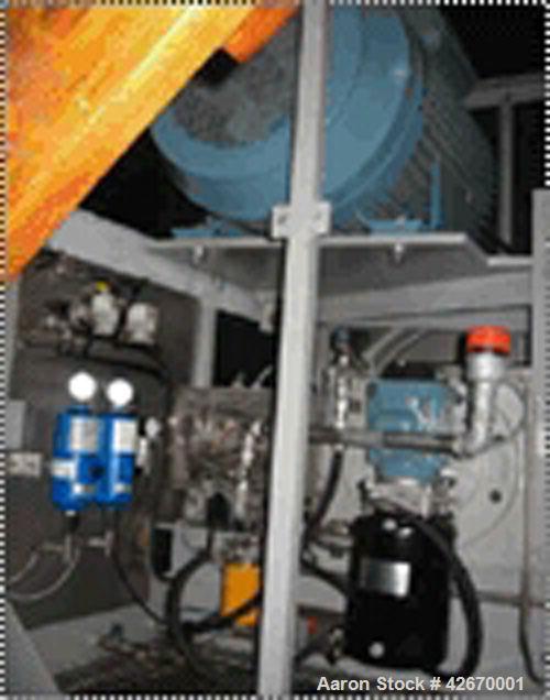 Used GEA Niro Soavi Homogenizer, model NS3075H, sanitary design. Capacity 2200 gallons (8300 liters) per hour, 3750 psi (250 bar) maximum pressure, 122-140 deg F (50-60 deg C). Mono block with 2 stag...