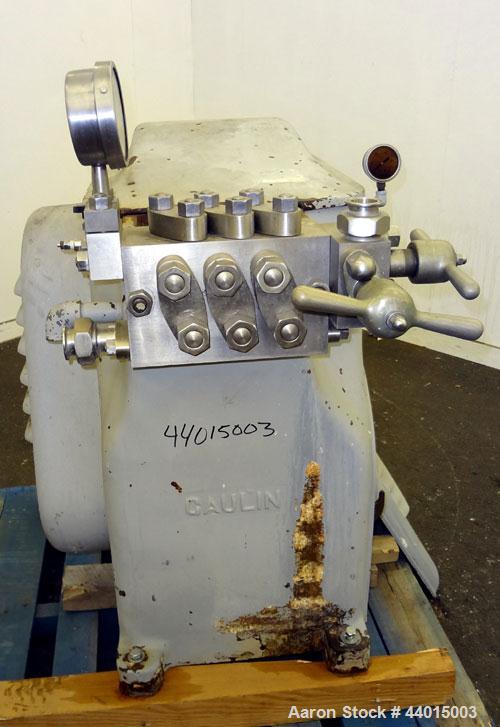 Used- Manton-Gaulin Sub-Micron Disperser Homogenizer, Type 125KL3-5BS, 304 Stainless Steel.  Capacity 125 gallons per hour, ...