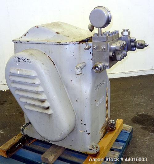 Used Manton-Gaulin Sub-Micron Disperser Homogenizer, Type 125KL3-5BS, 304 Stainless Steel.  Capacity 125 gallons per hour, 5000 psi maximum.  2 Stage homogenizing valve assembly.  Ball  valves, sprin...
