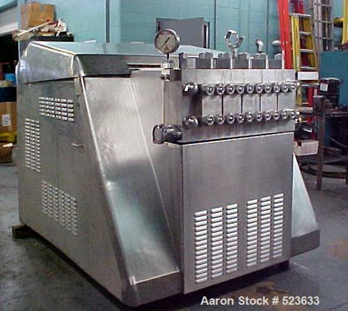 USED: Manton Gaulin homogenizer, model MC75-2.5TPS, stainless steel.Inspection report noted wear on pistons. Some repair necessary.